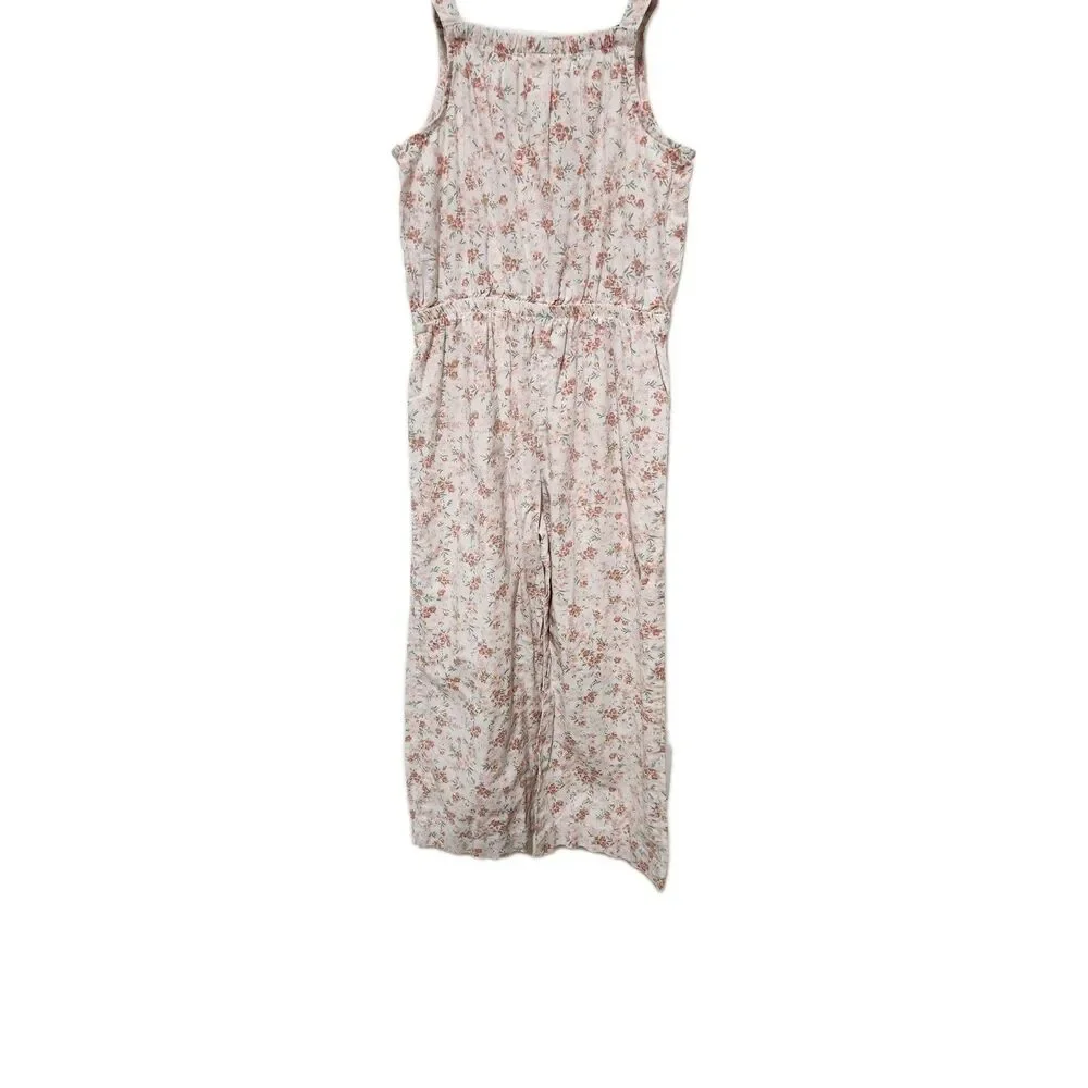 Oshkosh B'gosh Girls Floral Jumpsuit Size 10/10A 55% Linen and 45% Cotton